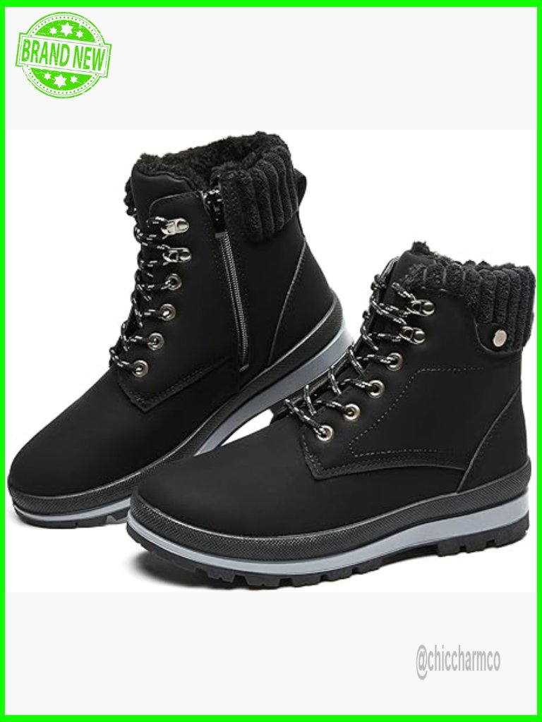 Women's Waterproof Ankle Boots With Side Zipper - Fur Lined Winter Snow Boots